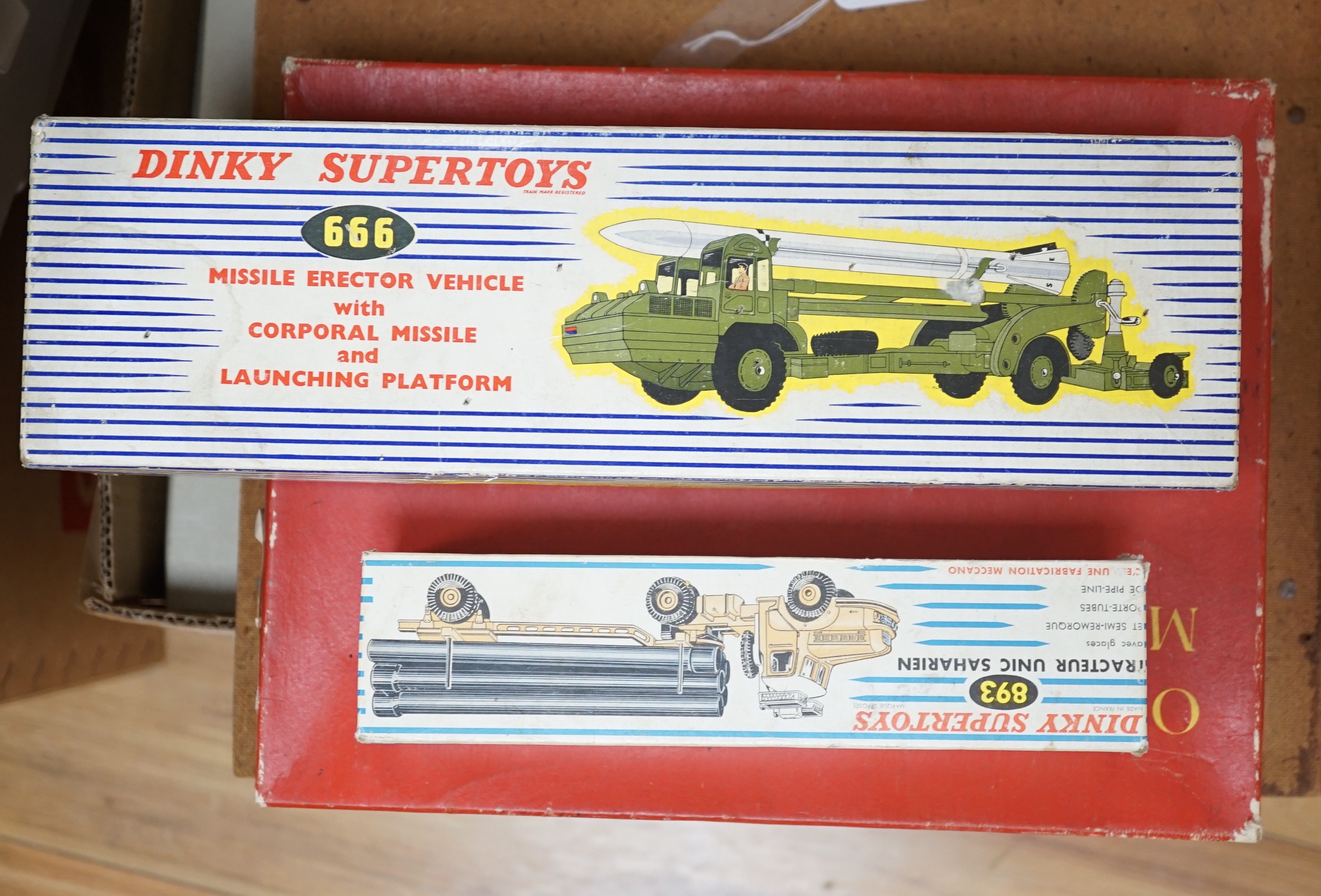 Two Dinky Toys (666 and 893) together with Hornby and Triang train sets